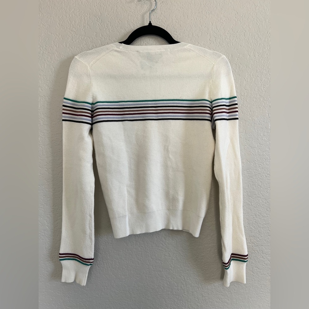 VERONICA BEARD Poise Stripe Top - Ivory Multi. Size S - Picture 5 of 9